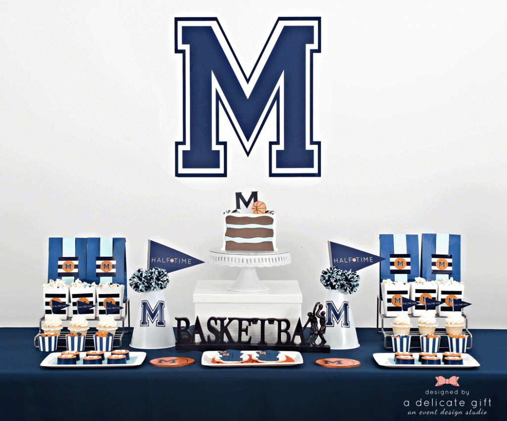 Basketball Dessert Table, Concession stand, half birthday party, basketball party by A Delicate Gift