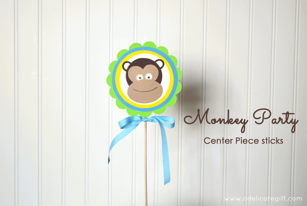 Monkey theme birthday party Center-Piece-Sticks