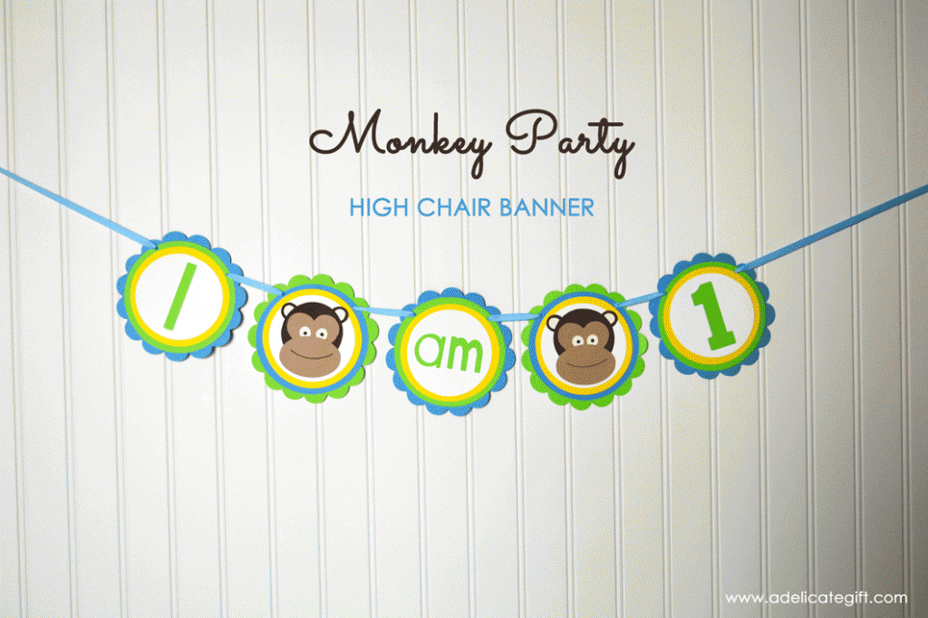 I am 1 Monkey Theme Birthday Party Die Cut Banner