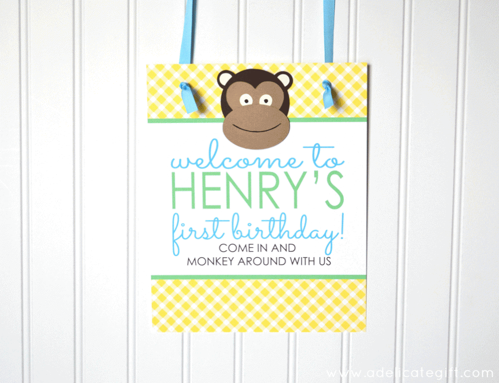Monkey Theme Birthday Party Welcome Sign