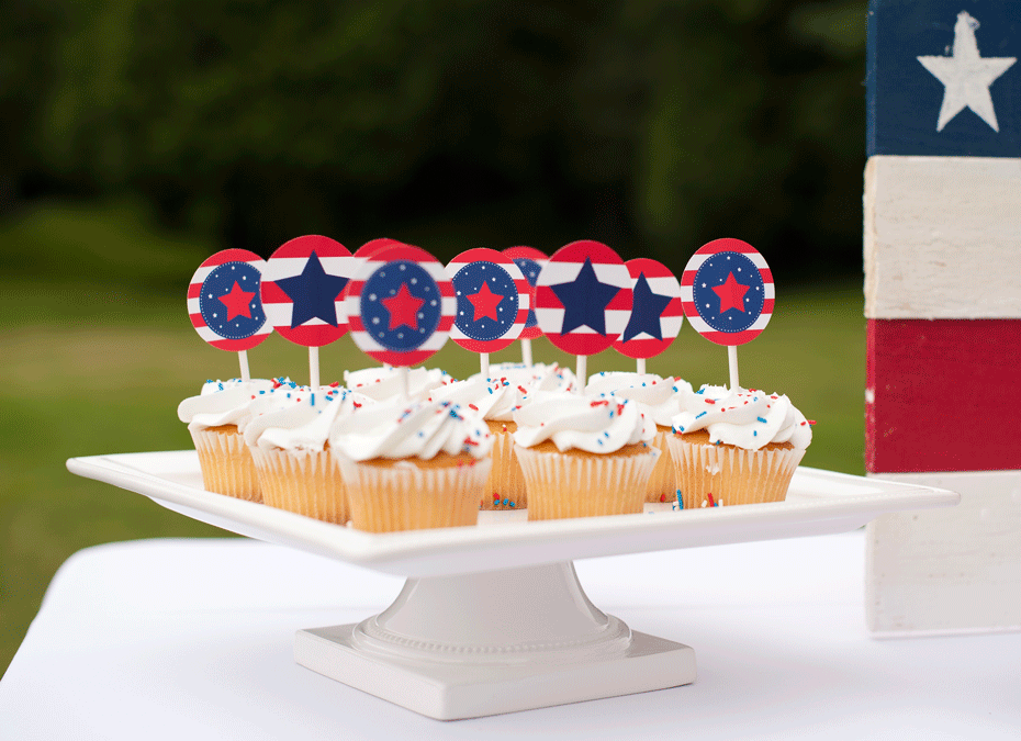 4th of july cupcake toppers